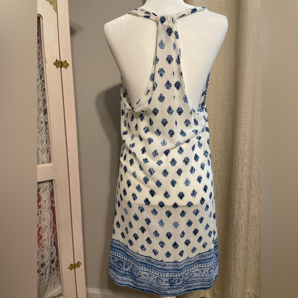 Portocruz Blue White Beach Cover-Up Dress M | Summer Swim Resort Sun Dress NWOT - Picture 3 of 4